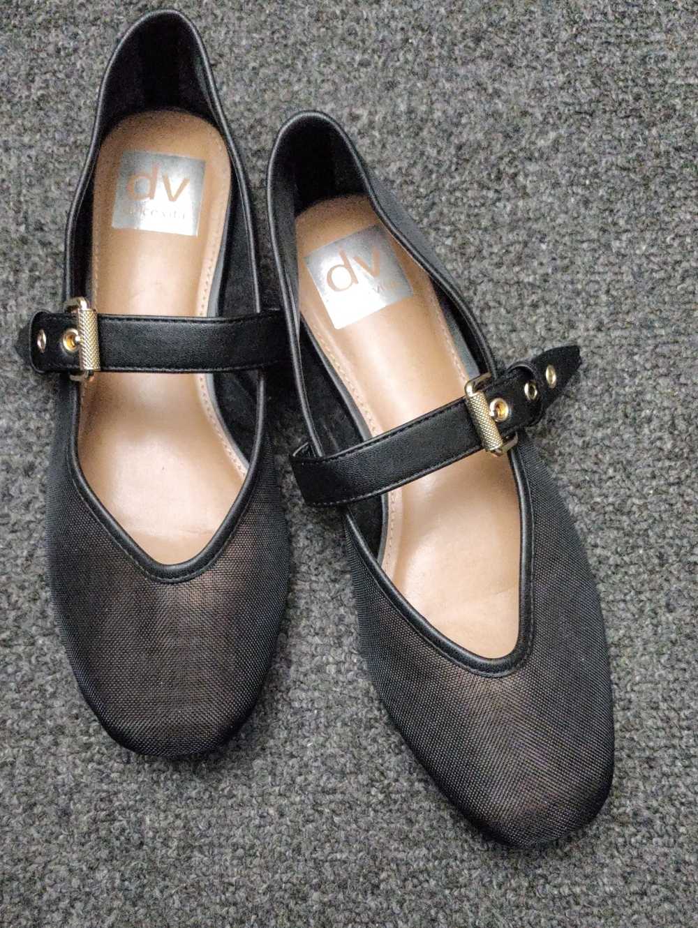 DV by Dolce Vita Black Mesh Mary Jane Flats